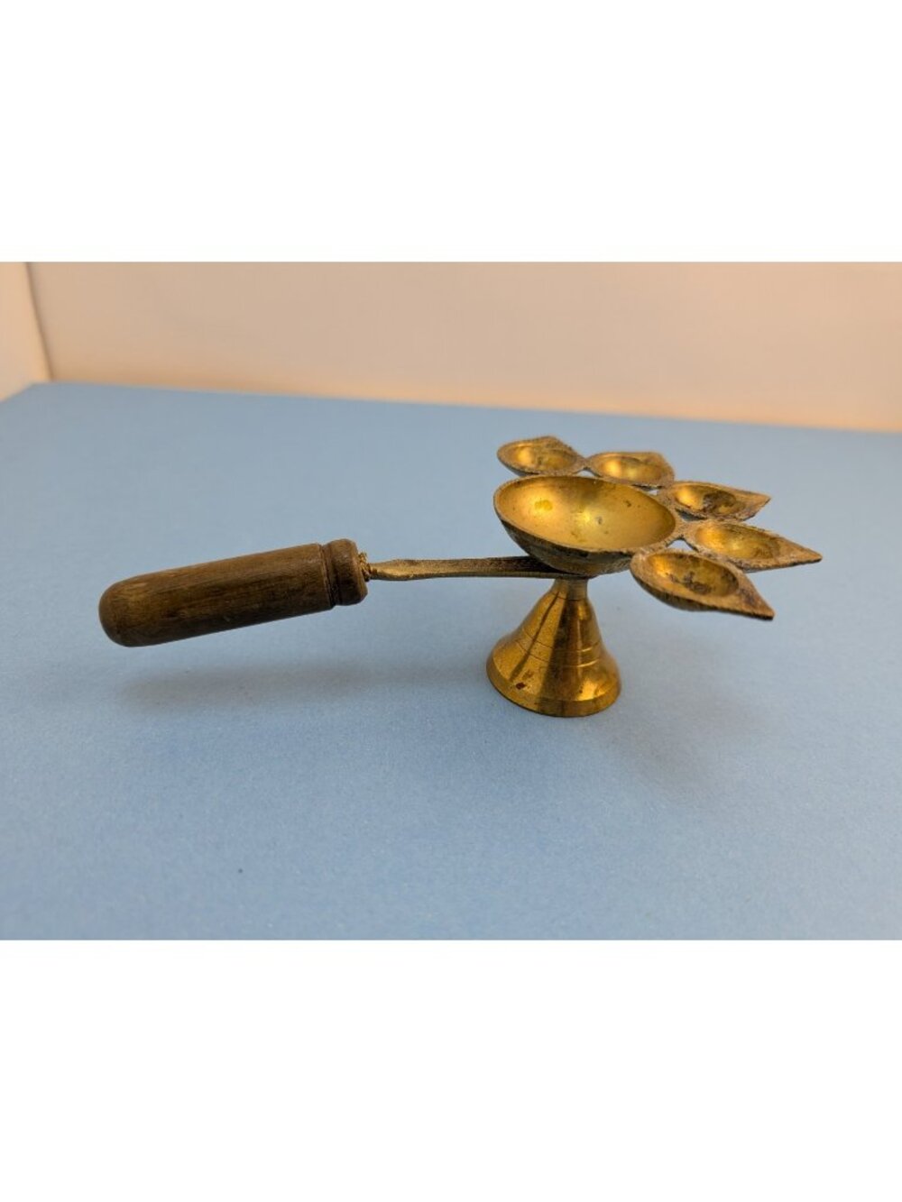 Vintage Panch Aarti Brass Diya Oil Lamp Festival Decoration Religious Gift Item